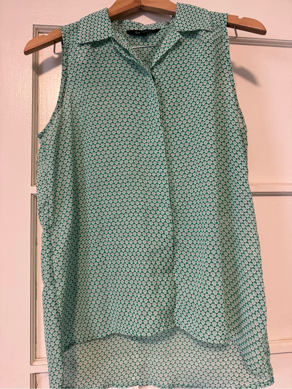 Sleeveless Mint Patterned Collared Tunic - Unknown Brand